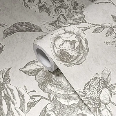 Imagen de Livingwalls My Home Spa 387001 Papel pintado (10,05 x 0,53 m), diseño de flores, color gris claro