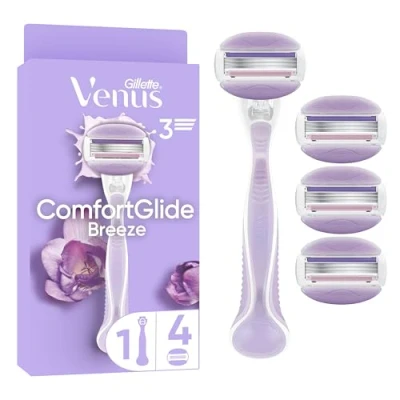 Imagen de Venus Gillette ComfortGlide Breeze Maquinilla De Depilación, Depilación Recambio 1 Recambios, Mango Metal Y Soporte Para Ducha