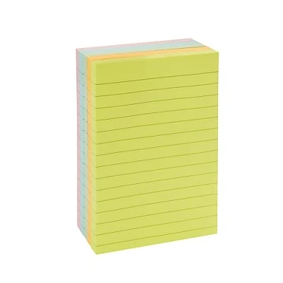 Imagen de Amazon Basics Blocs de notas adhesivas, papel rayado, 10,16 x 15 cm, Rectangular, 5 Unidad, Colores surtidos
