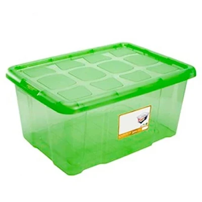 Imagen de AC Caja de ordenación con Tapa plástico Transparente N.º 18. Contenedor para almacenar Juguetes, Libros, Ropa, Mantas. Capacidad 60 litros. Dimensiones Aprox.: 61,5 x 45 29,7 cm. Color Verde