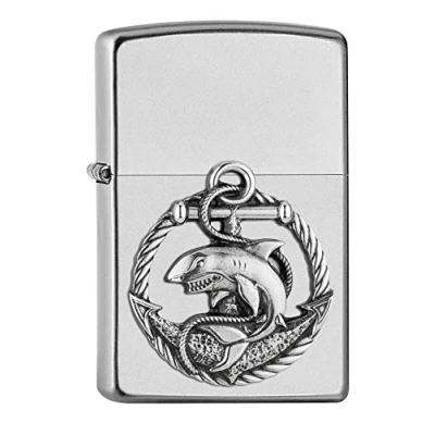 Imagen de ZIPPO 2007130 Emblema de tiburón Cromado Satinado Mechero Gasolina Recargable en Caja Regalo