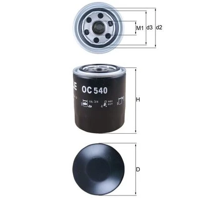 Imagen de MAHLE ORIGINAL OC 540 Filtro de aceite con válvula bloqueo retorno enroscable HYUNDAI: H 1 Furgón, Terracan, / Starex MPV
