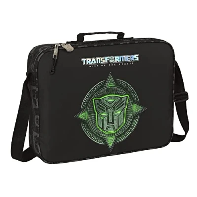 Imagen de Safta M385, Transformers Cartera Extraescolares, Maletín Portatodo, Bandolera, Cómoda y Versátil, Calidad Resistencia, 38x6x28 Unisex niños, Negro, Estándar