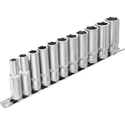 Imagen de DAKCOS juego de 11 llaves hexagonales largas, vaso métricas 3/8 pulgadas, enchufes 8 19 mm con riel metal para reparación automóviles y bricolaje, CR V, 63 largo