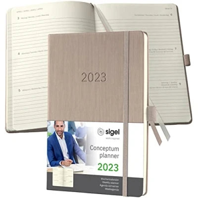 Imagen de SIGEL C2360 Agenda semanal Conceptum 2023 aprox. A5 taupe hardcover dos páginas = una semana 192 S.