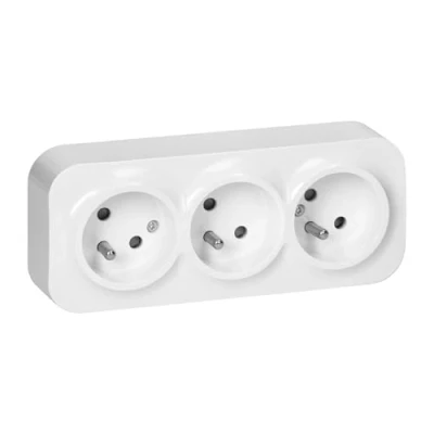Imagen de Miratic Enchufe Pared Versión Francesa Toma de Corriente IP20 Superficie 16A/230VAC Duradero y Seguro para Uso Doméstico Comercial (3 tomas)