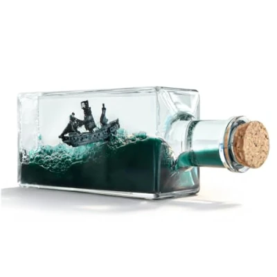 Imagen de MikaMax Crucero Fluid Drift barco insumergible en botella de líquido, modelo pirata flotante Unsinkable Pirate Ship Decoración creativa la habitación