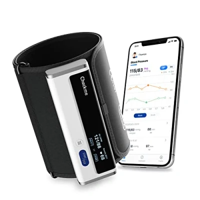 Imagen de CheckMe Armfit Tensiometro de Brazo Digital con Brazalete Grande para Uso Doméstico, Bluetooth Medidor Tension Arterial Inalámbrico Portátil, APP Gratuita iOS y Android
