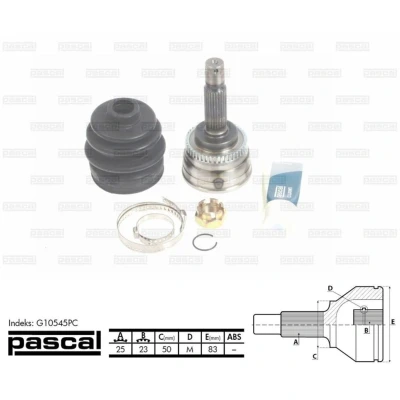 Imagen de PASCAL G10545PC Junta Homocinética lado de rueda HYUNDAI: Coupe II, Matrix, Elantra III Hatchback