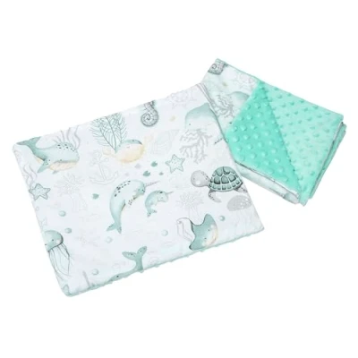 Imagen de Medi Partners Manta Bebé con Almohada 100% Algodón Minky Cobija Infantil Reversible 55x75+35x30cm Multifuncional para Cochecitos Cunas Asientos niños