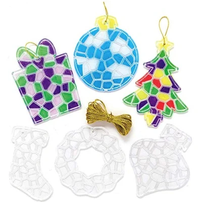 Imagen de Baker Ross AX570 Decoraciones Navideñas Mosaicos De Cristal Paquete 10, Suministros Creativos Arte Y Manualidades Navideños Para Que Los Niños Hagan Decoren