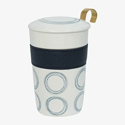 Imagen de Eigenart Teaeve Circular Blue 80057 B Taza de porcelana con doble pared tapa y filtro acero inoxidable, sin BPA, 350 ml