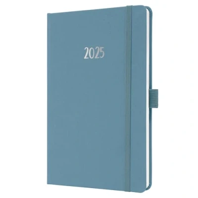 Imagen de SIGEL J5401 Agenda semanal Jolie 2025, certificación FSC, dos páginas = una semana, tapa dura superficie textil, aprox. A5, azul, 174