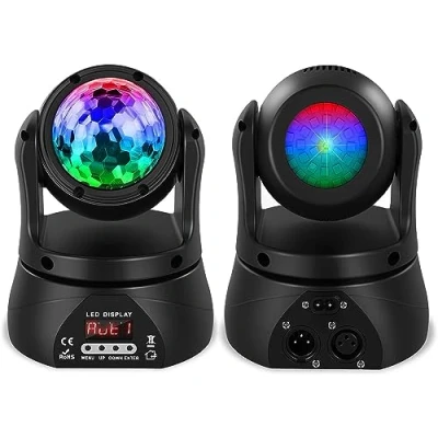 Imagen de U`King 30W Luz de Cabeza Móvil LED, Bola discoteca luces escenario con control d mx512, RGBW para fiestas, bares, cumpleaños, bodas, espectáculos en vivo, Halloween