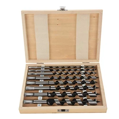 Imagen de juego de 8 brocas helicoidales acero al carbono para madera, caracol, estuche mango hexagonal mecanizado, azulejos, porcelana, 6/8/10/12/14/16/18/20 mm