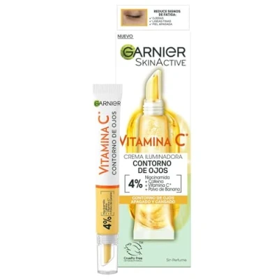 Imagen de Garnier Crema para Contorno de Ojos, Con 4% Vitamina C + Niacinamida Cafeína Polvo Banana, Tratamiento Iluminador Anti Ojeras 15ml