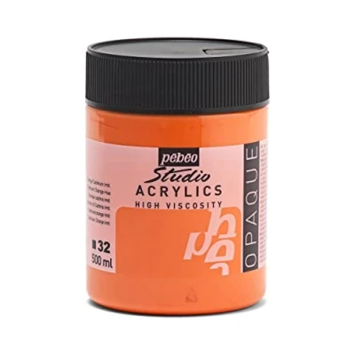 Imagen de Pébéo Acrílico Fine Studio Pintura Acrílica, 500 ml, Naranja (Naranja Cadmio Imitación)