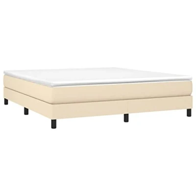 Imagen de vidaXL Estructura de Cama, Somier Matrimonio Listones, Base Cama Tapizada, Mueble para Dormitorio Hogar, Tela Color Crema 160x200 cm