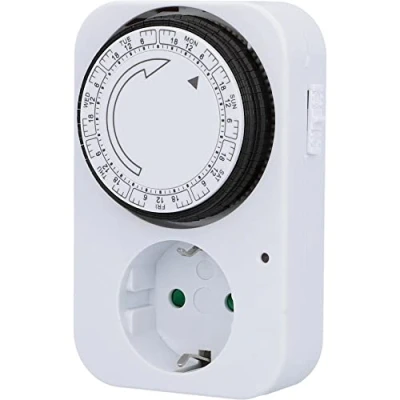 Imagen de UNITEC Temporizador semanal mecánico para Interiores, IP20, analógico, Blanco, 2 Horas de intervalo Ajustable