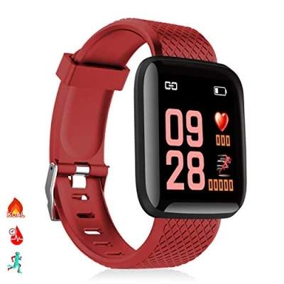 Imagen de DAM Brazalete inteligente ID116 Bluetooth 4.0 pantalla color, monitor cardiaco, pulso y modo multideporte, Rojo, Mediano (DMAB0248C50)