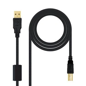 Imagen de NanoCable 10.01.1203 Cable USB 2.0 para impresora con ferrita, tipo A/M B/M, macho macho, negro, 3mts