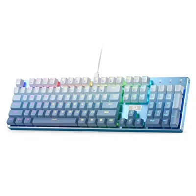 Imagen de Redragon K556 SE RGB LED retroiluminado con Cable Teclado mecánico para Juegos, Base de Aluminio, Enchufe Mejorado 104 Teclas, Interruptor Rojo silencioso Lineal Intercambio en Caliente, Azul