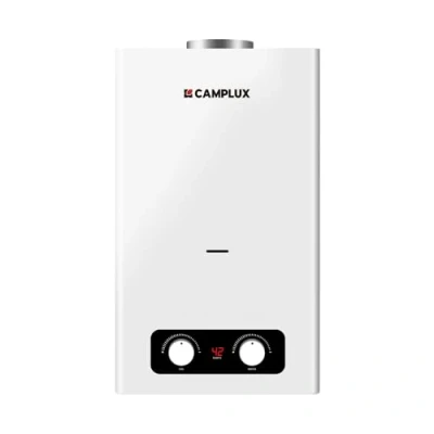 Imagen de CAMPLUX 10L/min Calentador de Agua a Gas Domestico BY264, Butano (28 30 mbar)/ Propano (37 mbar), 20kW, 3V