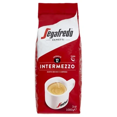 Imagen de Segafredo Zanetti Café en Grano Intermezzo (Paquete de 1 Kg) Apto para la Moka Línea Le Classiche, Granos Tostado Oscuro, Sabor Decidido y Cuerpo