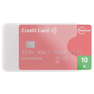 Imagen de fouraces Fundas para Tarjetas de crédito Trasparente 10 x custodia Porta Carte plastico tarjeteros, Credit Card, tarjetera, portatarjetas, Carta