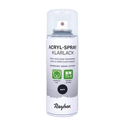 Imagen de Rayher Barniz en spray transparente, mate, para interior y exterior 200 ml, 34146000