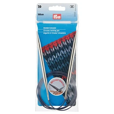 Imagen de Prym Rundstricknadeln MS 100 cm 7,00 mm silberfarbig Agujas Redondas, Latón, Plateado, 7,0