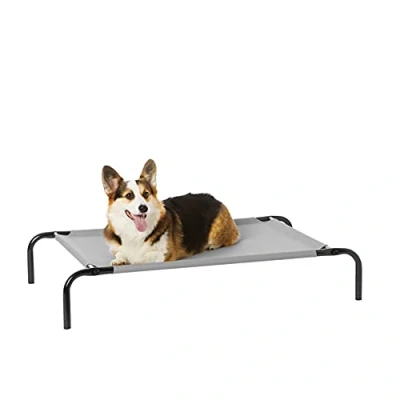 Imagen de Amazon Basics Cama para perros, elevada refrescante mascotas, tela, Medium, Gris, 110 x 65 19 cm (L An Al)