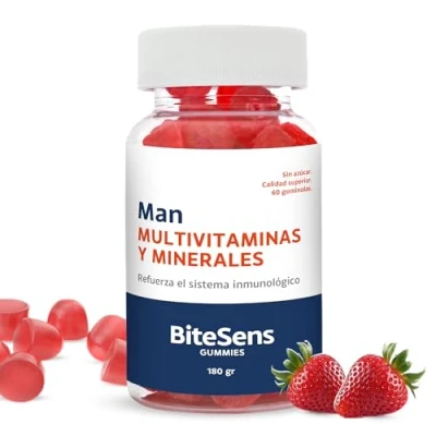 Imagen de Multivitaminas Minerals 360 Gominolas. Vitaminas A, D, E, C, B6, Ácido Fólico, B12, Biotina, Pentoténico, Zinc, Yodo, Selenio. Sin Azúcar, Gluten y Lactosa, 60 Gummies, 2 al día. 150Gr