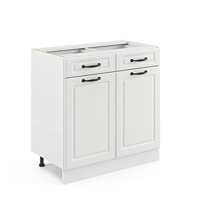 Imagen de Vicco Mueble bajo de cocina &quot;R Line&quot;, Blanco casa campo/Blanco, 80 cm sin encimera