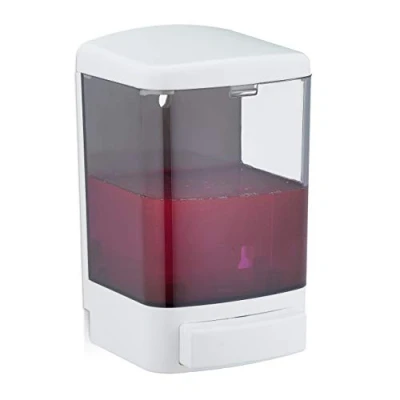 Imagen de Relaxdays Dispensador de Jabón Pared, Dosificador Lavavajillas Rellenable, Dispenser Baño y Cocina, 1000ml, Blanco/Negro, 19 x 11,5 11 cm