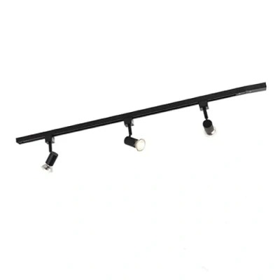Imagen de QAZQA Sistema de carril monofásico moderno negro 3 focos JEANY Aluminio/Acero Alargada Adecuado para LED Max. x 50 Watt