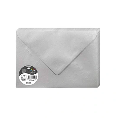 Imagen de Clairefontaine 5652 C Pack de 20 sobres 16,20 x 22,90 0,10 cm, color plateado/negro 16.20 22.90 0.10