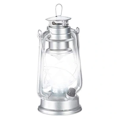 Imagen de Relaxdays Farol LED, Lámpara vintage decorativa, A pilas, Plateado