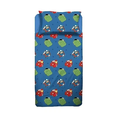 Imagen de Avengers, sábana de Cama Plaza y Media, Juego Cama, encimera, Bajera Ajustable, Funda Almohada, Azul, Marvel, Disney, 100% algodón, Producto Oficial