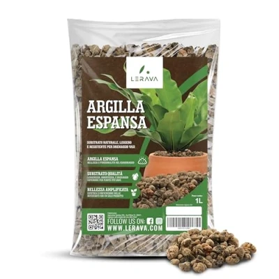 Imagen de LERAVA® Arcilla Expandida para Plantas [Drenaje Superior] 1 L Ideal Drenaje y Decoración en Macetas, Jardinería Sostenible, Previene Infestantes, Mejora Estructura del Suelo