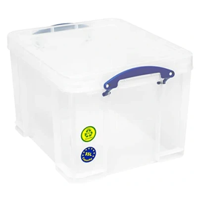 Imagen de Really Useful Box 35 litros caja de almacenaje con 2 bandejas), transparente