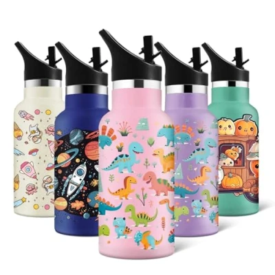 Imagen de HoneyHolly Botella agua Acero Inoxidable, 350ML Sin BPA, Termica, Reutilizable, Cantimplora, Aislamiento Al Vacío de Doble Pared, Termica Niños, para Escuela, Deporte, Yoga