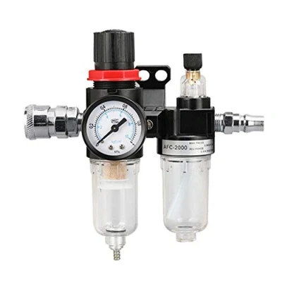 Imagen de Mdurian Separador de Agua Reductor presión Regulador Aire comprimido para compresor Filtro 1/4 Humedad Aceite Lubricador Procesador Gas Componentes neumáticos
