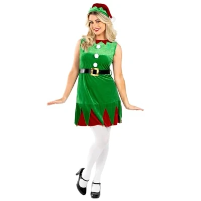 Imagen de Fun Shack Disfraz Elfo Mujer Navidad, Elfa Mujer, Elfo, Adulto Traje Vestido Navidad Talla L