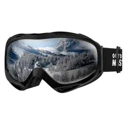 Imagen de OutdoorMaster Gafas de esquí OTG esquí/snowboard para hombres, mujeres y jóvenes 100% protección UV (montura negra + lente gris VLT 10%)