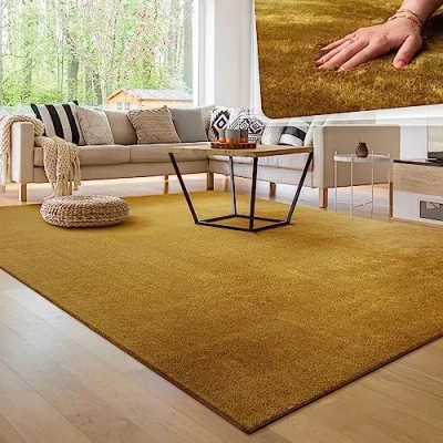 Imagen de Paco Home Alfombra para la Sala de Estar Unicolor Lavable Suave Pila Corta, tamaño:240x340 cm, Color:Verde