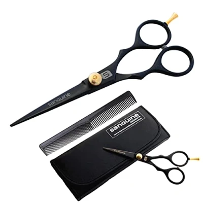 Imagen de Profesionales tijeras de peluquería. 14cm, Negro Profundo. Caso