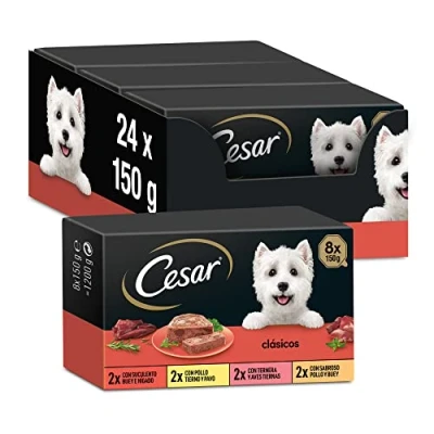 Imagen de Cesar Comida Húmeda para Perros, Selección de Clásicos en Paté, Multipack (Pack 3 x 8 Tarrinas 150g)