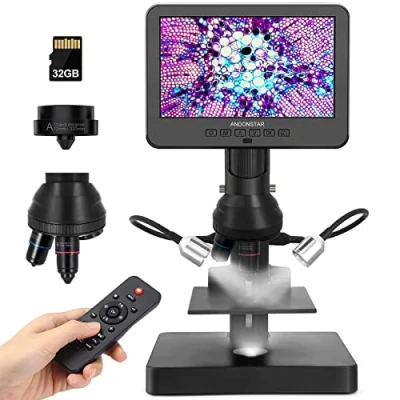 Imagen de Andonstar AD246S microscopio Digital HDMI con Pantalla de 7 Pulgadas, biológico Tres Lentes 4000X, Kit Monedas para niños y Adultos, grabación Foto/Video