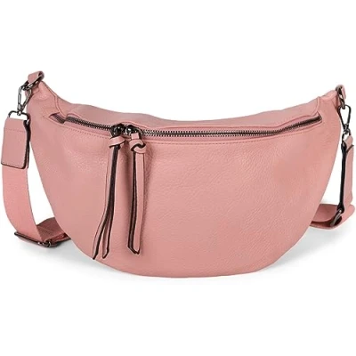 Imagen de styleBREAKER bolso bandolera de media luna para mujer, correa hombro ajustable extraíble, color sólido 02012386, rosa claro, talla única